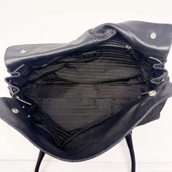 Prada Black Nylon Tessuto Easy Shoulder Bag Vintage Y2K Buckle Silver - Picture 12 of 15